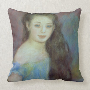 Pierre A Renoir   Young girl with blue eyes Throw Pillow