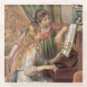 Pierre A Renoir Young Girls at the Piano Glass Coaster