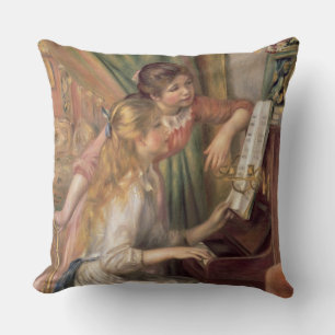 Pierre A Renoir Young Girls at the Piano Throw Pillow