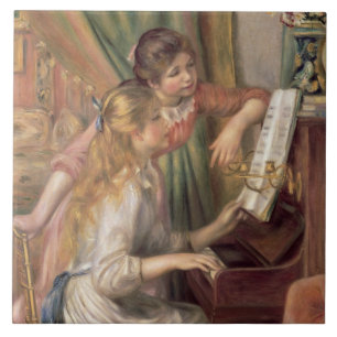 Pierre A Renoir Young Girls at the Piano Tile