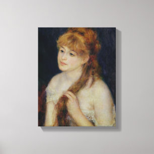 Pierre A Renoir Young Woman Braiding her Hair Canvas Print