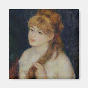 Pierre A Renoir   Young Woman Braiding her Hair Magnet