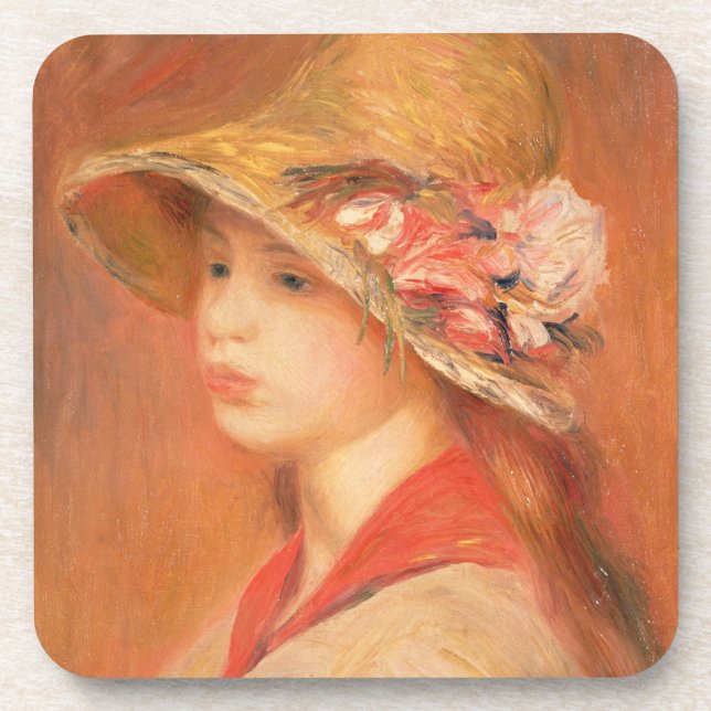 Pierre A Renoir | Young Woman in a Hat Coaster (Front)