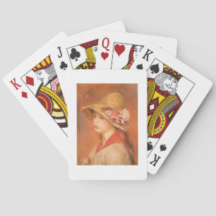 Pierre A Renoir   Young Woman in a Hat Playing Cards
