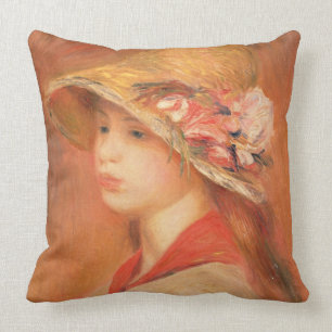 Pierre A Renoir   Young Woman in a Hat Throw Pillow