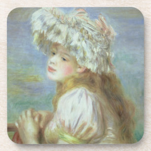 Pierre A Renoir   Young woman in a lace hat Coaster