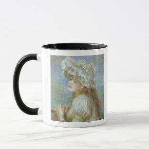 Pierre A Renoir Young woman in a lace hat Mug