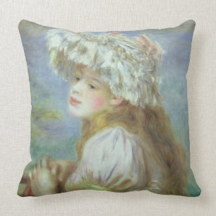 Pierre A Renoir   Young woman in a lace hat Throw Pillow
