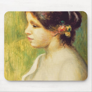 Pierre A Renoir Young Woman with Flowers at Ear Mouse Pad