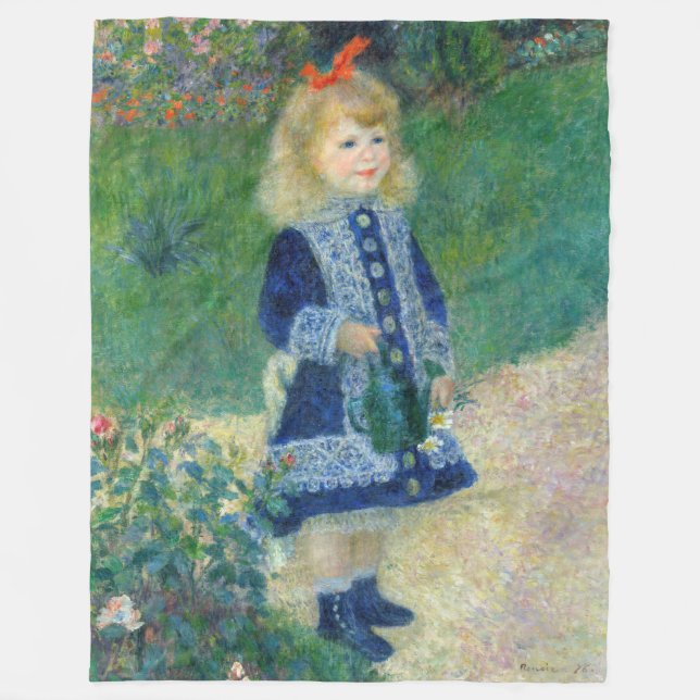 Pierre-Auguste Renoir - A Girl with a Watering Can Fleece Blanket (Front)