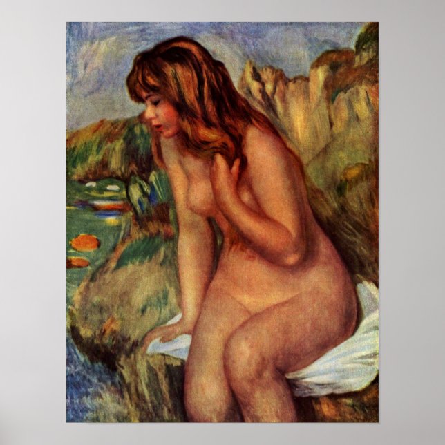 Pierre-Auguste Renoir - Bathers on a rock Poster (Front)