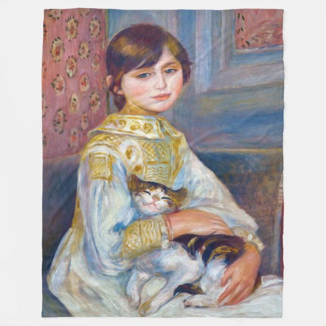 Pierre-Auguste Renoir - Child with Cat Fleece Blanket (Front)