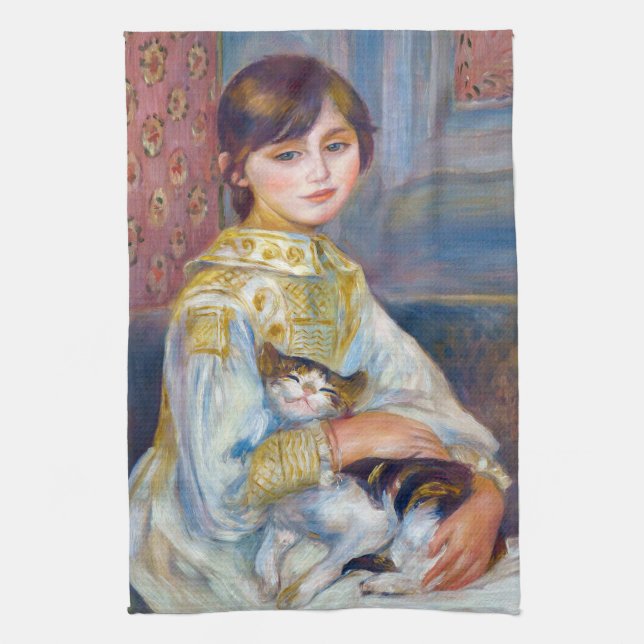 Pierre-Auguste Renoir - Child with Cat Kitchen Towel (Vertical)