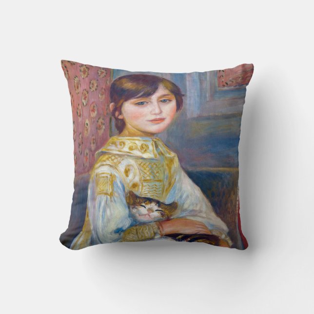 Pierre-Auguste Renoir - Child with Cat Throw Pillow (Front)