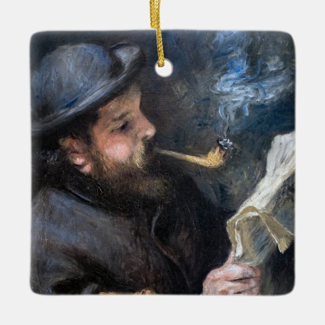 Pierre-Auguste Renoir - Claude Monet Reading Ceramic Ornament (Front)