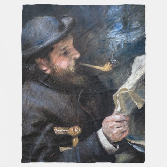 Pierre-Auguste Renoir - Claude Monet Reading Fleece Blanket (Front)