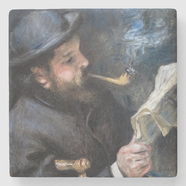 Pierre-Auguste Renoir - Claude Monet Reading Stone Coaster (Front)