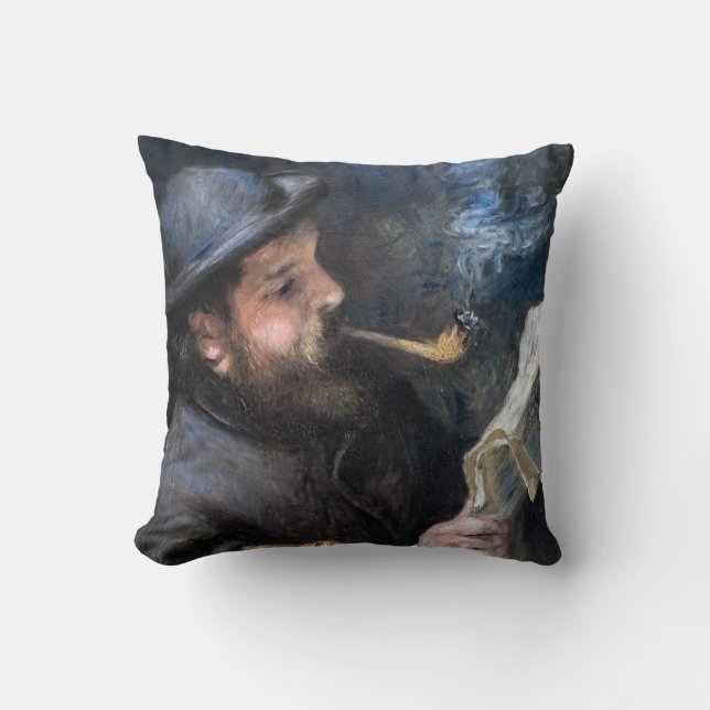 Pierre-Auguste Renoir - Claude Monet Reading Throw Pillow (Front)