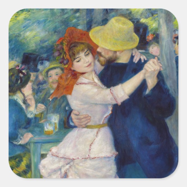 Pierre-Auguste Renoir - Dance at Bougival Square Sticker (Front)