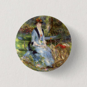Pierre-Auguste Renoir - Dans les Roses 1 Inch Round Button
