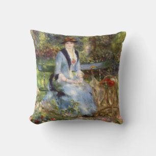 Pierre-Auguste Renoir - Dans les Roses Throw Pillow