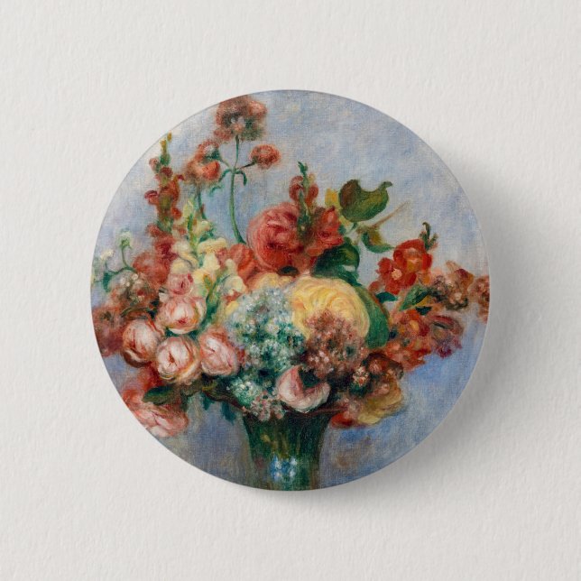Pierre-Auguste Renoir - Flowers in a Vase 2 Inch Round Button (Front)