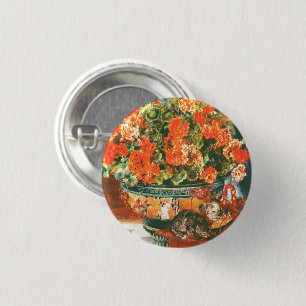 Pierre-Auguste Renoir Geraniums And Cats 1 Inch Round Button
