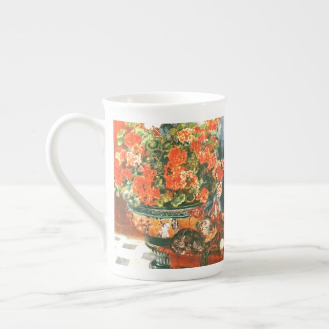 Pierre-Auguste Renoir Geraniums And Cats    Bone China Mug (Left)