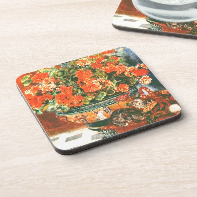 Pierre-Auguste Renoir - Geraniums And Cats Coaster (Left Side)