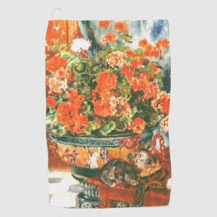 Pierre-Auguste Renoir Geraniums And Cats     Golf Towel