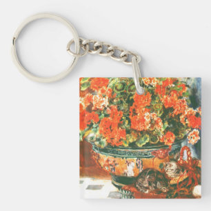 Pierre-Auguste Renoir Geraniums And Cats Keychain