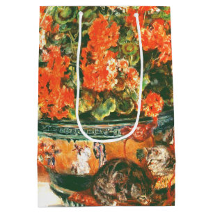 Pierre-Auguste Renoir Geraniums And Cats   Medium Gift Bag