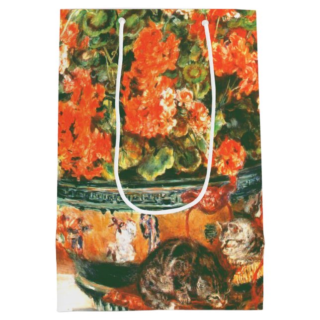 Pierre-Auguste Renoir Geraniums And Cats   Medium Gift Bag (Back)