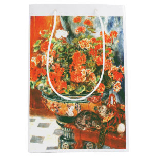 Pierre-Auguste Renoir Geraniums And Cats   Medium Gift Bag