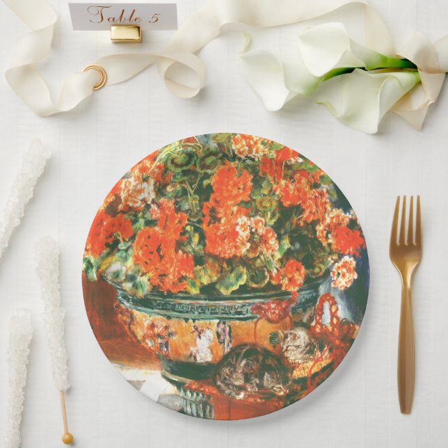Pierre-Auguste Renoir Geraniums And Cats   Paper Plate (Wedding)
