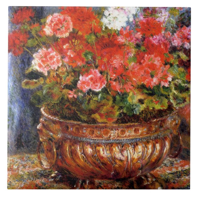 Pierre-Auguste Renoir Geraniums in a Copper Basin Tile (Front)