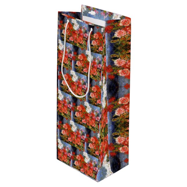 Pierre-Auguste Renoir Geraniums in a Copper Basin Wine Gift Bag (Front Angled)