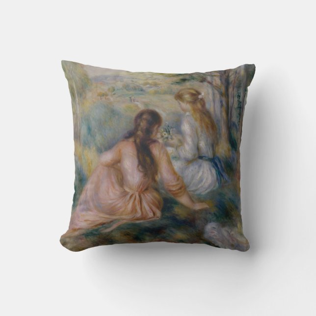 Pierre Auguste Renoir | In the Meadow Throw Pillow (Front)