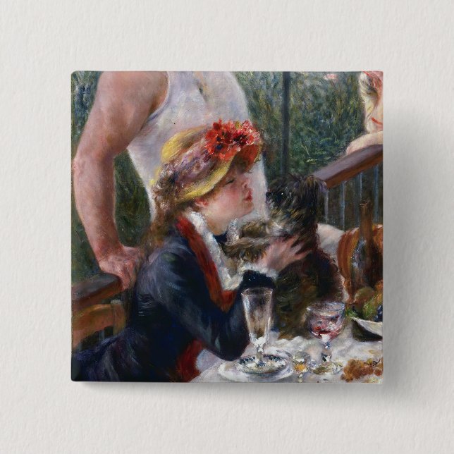 Pierre-Auguste Renoir - Luncheon of Boating Party 2 Inch Square Button (Front)