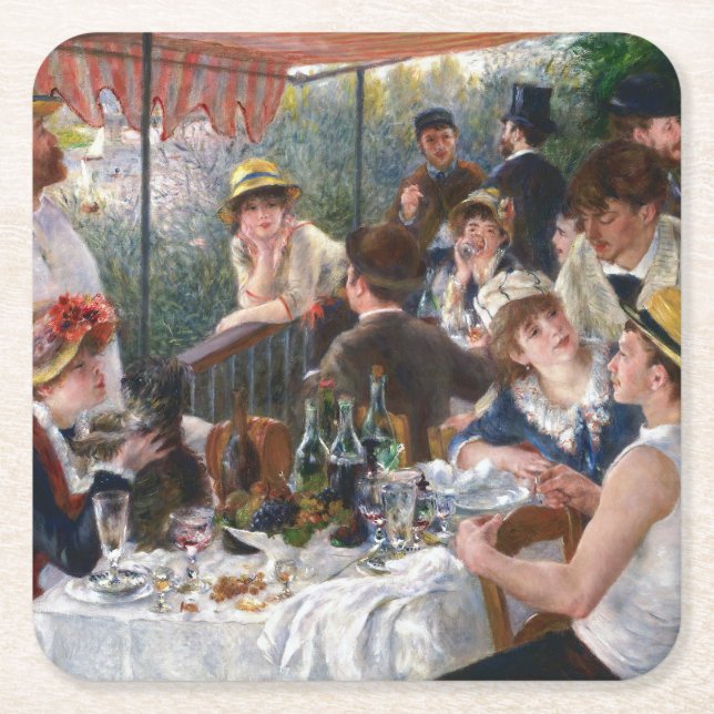 Pierre-Auguste Renoir - Luncheon of Boating Party Square Paper Coaster (Front)