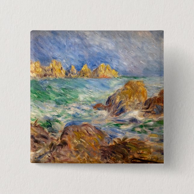 Pierre-Auguste Renoir - Marine, Guernesey 2 Inch Square Button (Front)