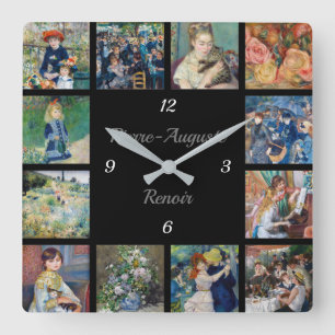 Pierre-Auguste Renoir - Masterpieces Collage Square Wall Clock