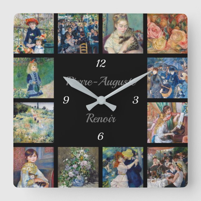 Pierre-Auguste Renoir - Masterpieces Collage Square Wall Clock (Front)