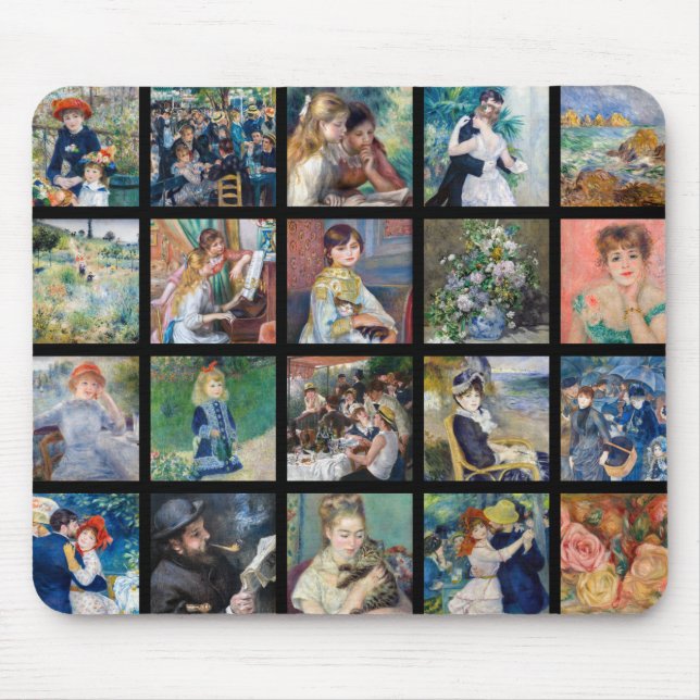 Pierre-Auguste Renoir - Masterpieces Grid Collage Mouse Pad (Front)