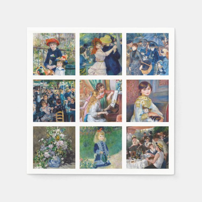 Pierre-Auguste Renoir - Masterpieces Grid Collage Napkin (Front)