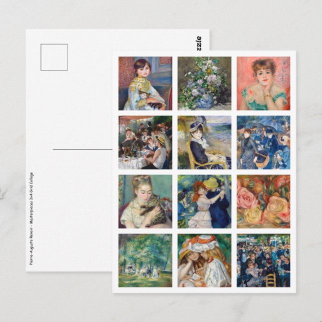 Pierre-Auguste Renoir - Masterpieces Grid Collage Postcard (Front/Back)