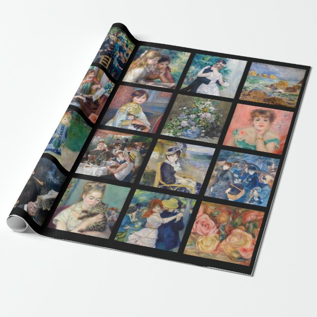 Pierre-Auguste Renoir - Masterpieces Grid Collage Wrapping Paper (Unrolled)
