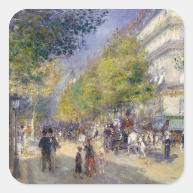 Pierre-Auguste Renoir - Paris, Grands Boulevards Square Sticker (Front)