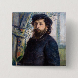 Pierre Auguste Renoir - Portrait of Claude Monet 2 Inch Square Button