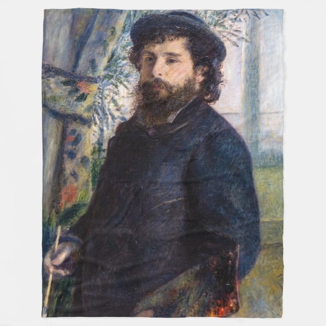Pierre Auguste Renoir - Portrait of Claude Monet Fleece Blanket (Front)